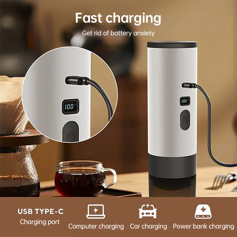 Portable 3-in-1 Wireless Espresso Maker – 7800mAh Battery, Compatible with Capsules and Ground Coffee