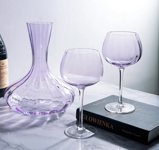 British Lavender Goblet Champagne Glasses Set – 2-Piece Colored Crystal Stemware
