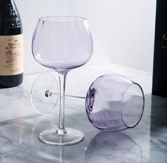 British Lavender Goblet Champagne Glasses Set – 2-Piece Colored Crystal Stemware