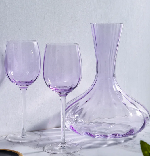 British Lavender Goblet Champagne Glasses Set – 2-Piece Colored Crystal Stemware