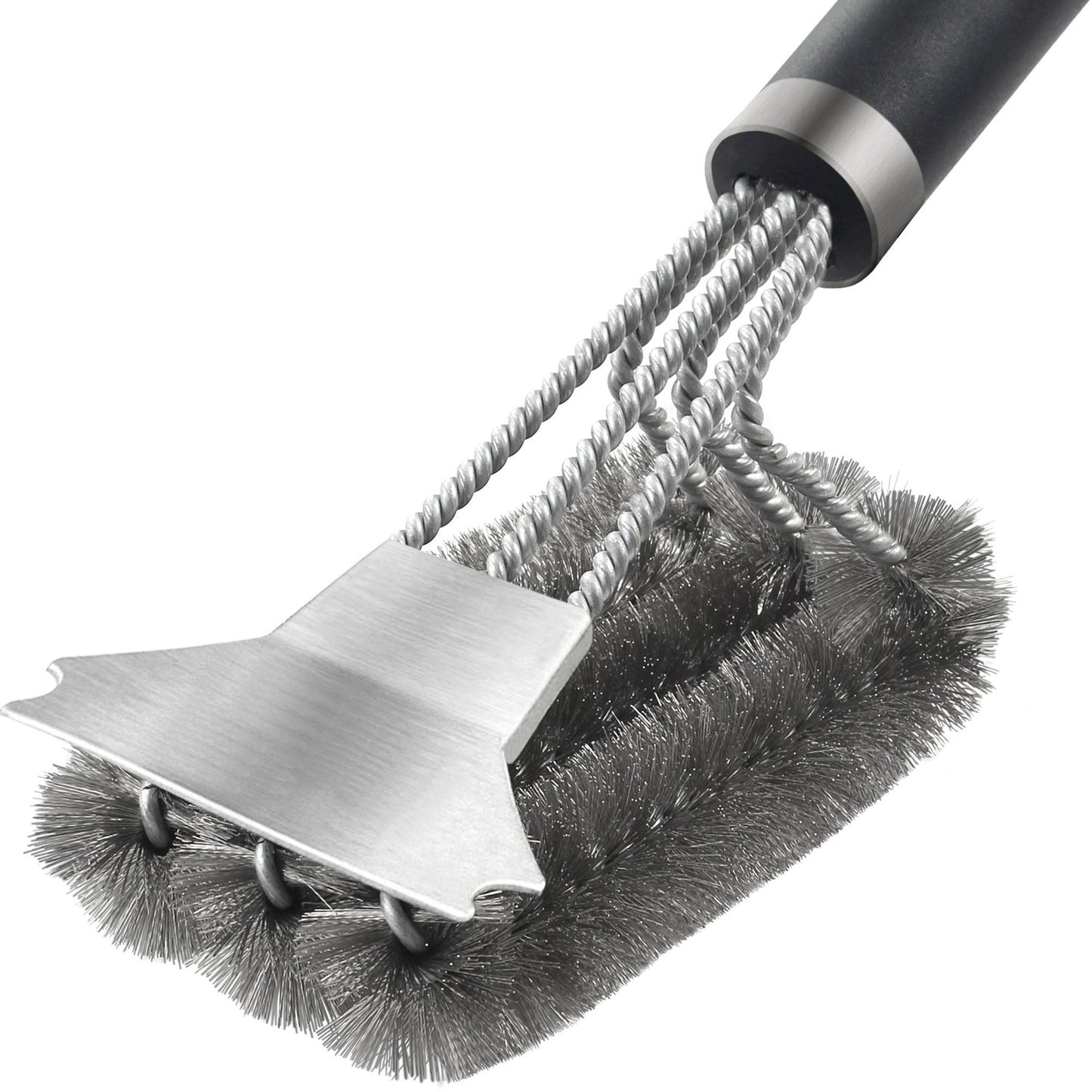 Stainless Steel BBQ Grill Brush – Heavy-Duty Barbecue Cleaner with Scraper and 18K Bristles, 15 inches