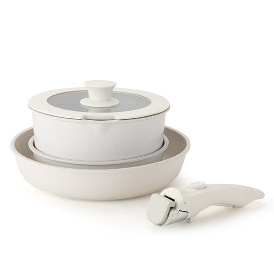 5-Piece Detachable Cookware Set – Non-Stick Frying Pans and Pots with Removable Handles, Stone-Derived Coating