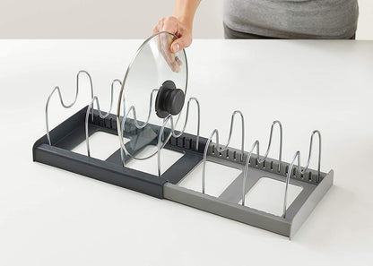 Telescopic Adjustable Kitchen Storage Rack – Pot Lid Organizer and Utensil Holder, 16–24 inches