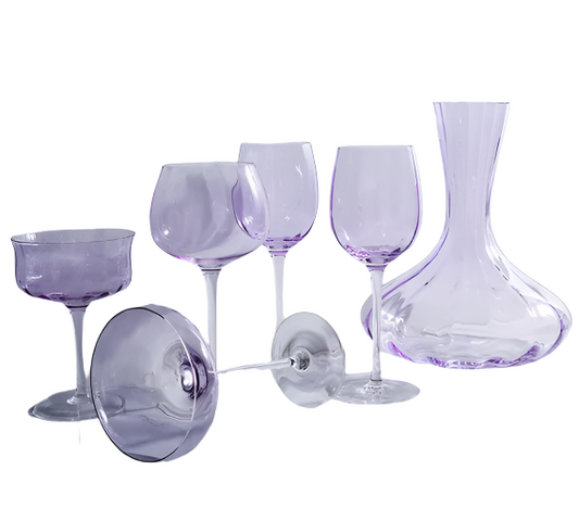British Lavender Goblet Champagne Glasses Set – 2-Piece Colored Crystal Stemware