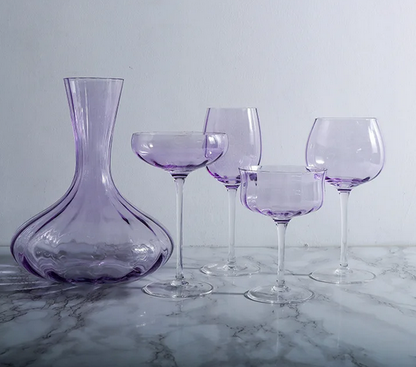 British Lavender Goblet Champagne Glasses Set – 2-Piece Colored Crystal Stemware