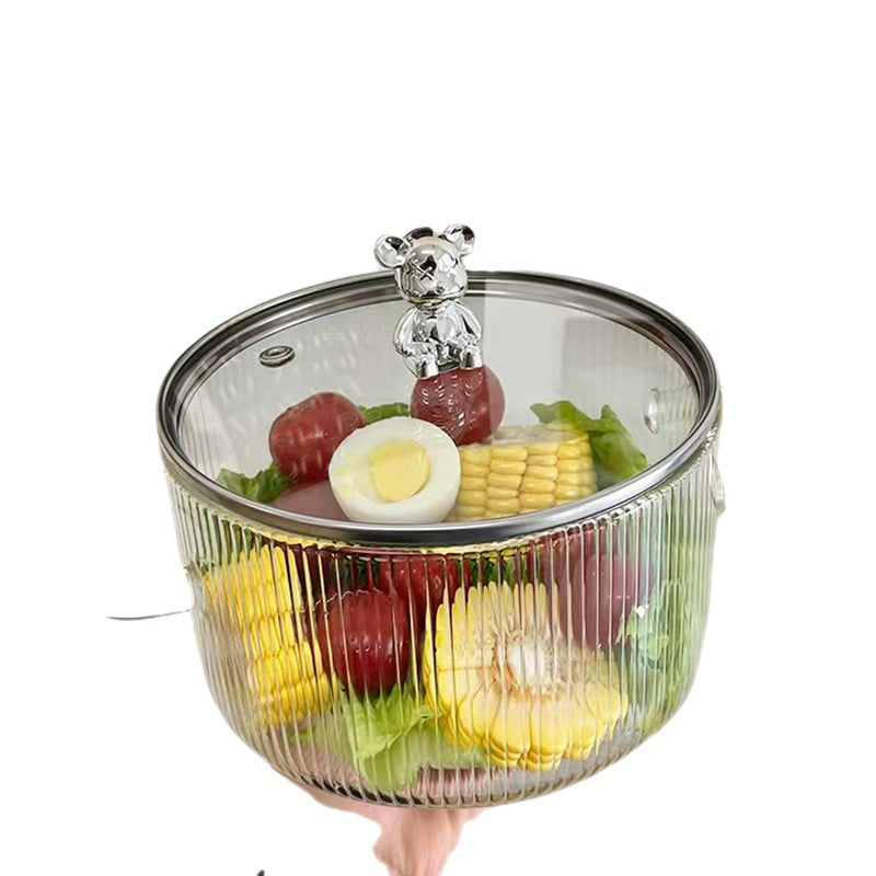 Small Bear Double-Ear Soup Bowl with Lid – 800ml Glass, Microwave-Safe